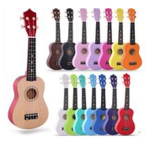 Ukelele Soprano de madera de 21 pulgadas, guitarra de 4 cuerdas, bajo con bolsa para principiantes, regalo para niños, instrumento Musical multicolor