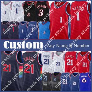 21 Joel 1 James Embiid Harden Maillot de basket-ball personnalisé pour hommes 3 Allen 6 Julius Iverson Erving 0 Tyrese 12 Tobias Maxey Harris Matisse Furkan