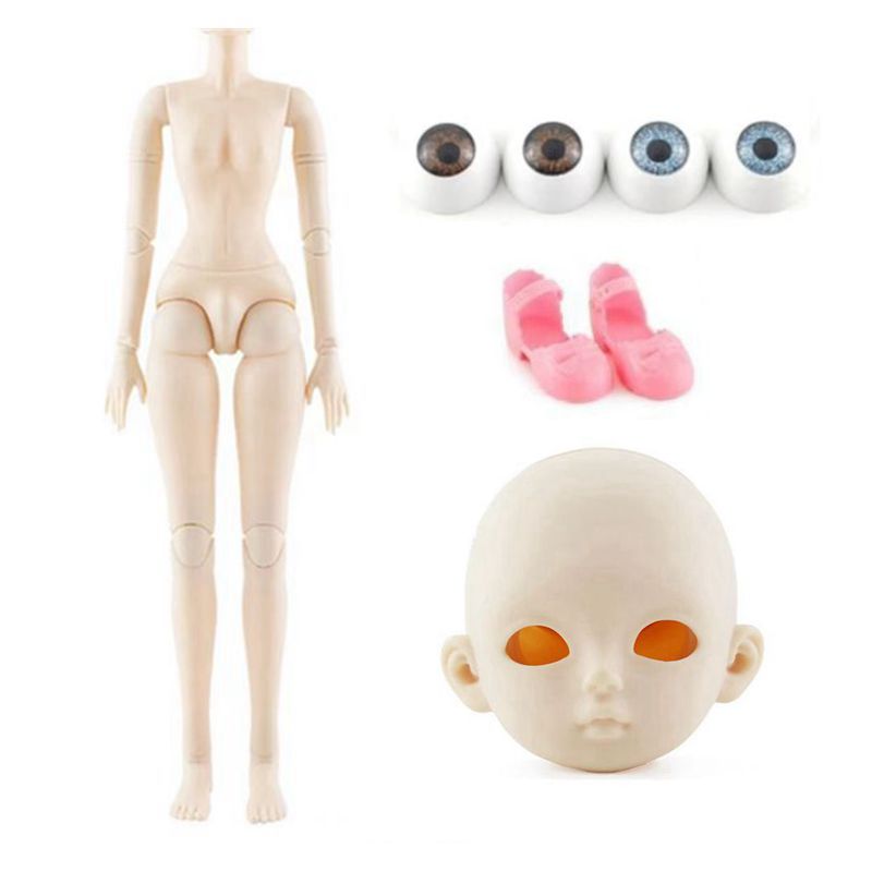 BJD Doll Body 21 joint white muscle 60cm joint action doll DIY doll 23.5-inch spherical joint doll+no makeup head+2 pairs of eyes+1 pair of shoes