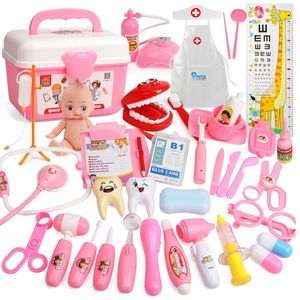 21- Enfants Faire semblant de jouer Jouets Docteur Set Simulation Kit médical avec valise portable Filles Jeu de rôle Jouets Dentiste Outil LJ201012