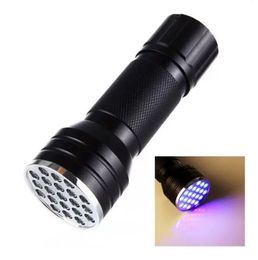 21 LED UV linterna antorcha luz ultravioleta luz negra lámpara UV antorcha AAA batería para marcador Checker detección DLH437