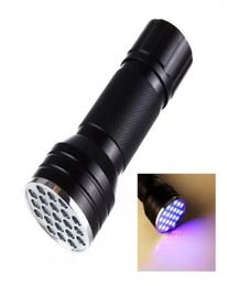 21 LED UV Flashlight Torch Light Violet Light Blacklight Lamp 3A Batterij voor markercontrole Detectie9242627