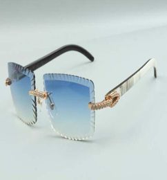 21 Le plus récent style de coupe de lunettes de soleil de luxe de luxe 3524021 cornes de buffle naturelles diamants moyens taille de lunettes 58184105327