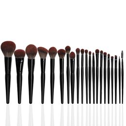 21 PCS Professionele make -upborstels Set Premium Synthetische poeder Foundation Hoogtepunt Concealer oogschaduw Blending Wenkbrauw voering Spoolie Borstel Kit Zwart