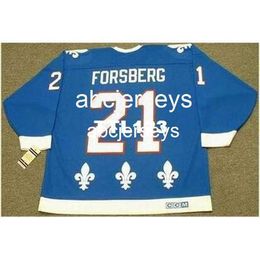 #21 PETER FORSBERG Quebec Nordiques 1994 CCM Vintage Home Hockey Jersey Steek elk naamnummer