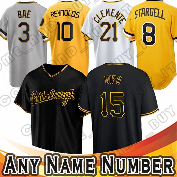 21 Maillot de baseball Roberto Clemente 8 Willie Stargell Oneil Cruz Johan Oviedo Jarlin Garcia Ji Hwan Bae Bryan Reynolds Pirates David Bednar Jack Suwinski Wil Crowe