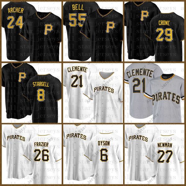 21 Roberto Clemente Maillot de baseball personnalisé 8 Willie Stargell 55 Josh Bell Starling Marte Chris