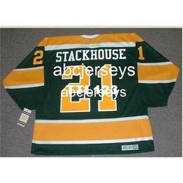 # 21 RON STACKHOUSE California Golden Seals 1970 CCM Vintage Hockey Jersey Coser cualquier número de nombre