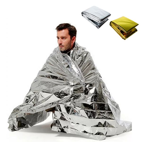 Mantas térmicas Favor de fiesta Lámina de emergencia impermeable Manta térmica de rescate de primeros auxilios Revestimiento de aluminio para exteriores Refugios Carpas Campamento Almohadillas para caminatas 210 * 130 CM