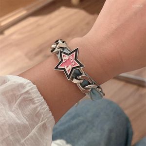 Bracelets à breloques pour femmes, accessoires de mode Y2k, panneau étoile rose, pendentif en Denim, main pour filles, 210, 2023