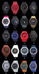 2100 Iced Out Watch Reloj deportivo digital de cuarzo para hombres Conjunto desmontable Serie Oak LED Impermeable Hora mundial Función completa 20 colores