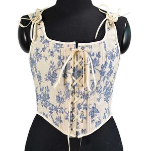 21008 Front Strap French Fishbone Chest Short Tank Top Bustier Crop Women's Top