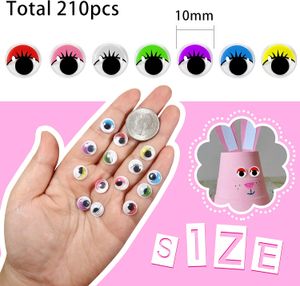 210 stcs 10 mm plastic googly ogen met wimpers Wiggle Eyes Zelflijm Gemengde kleuren ambachtelijke sticker voor DIY Arts Scrapbooking