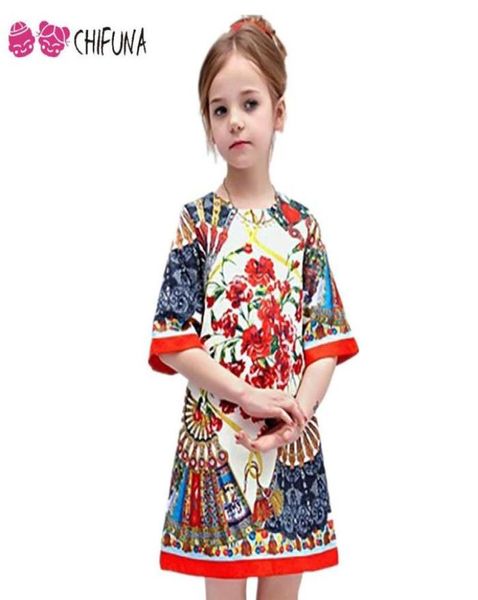 210 años Vestido de niña Patrón floral Aline Princess Dress Girls Style European Baby Disk March Designer Kids Clothing236x8564519