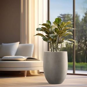 Macetas altas de hormigón desgastado de 217 H para plantas, maceta decorativa grande para interiores y exteriores con orificio de drenaje y tapón de goma 240122