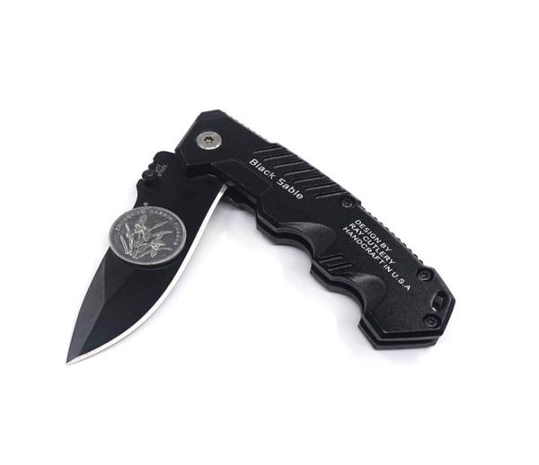 217 cuchillo de caza táctica de cuchilla plegable de sable negro pequeño 7CR17MOV HOLLA MANGE DE ALUMINUM ALUMINUS Camping Pocket Survival SUPERVIVA HAN1695450