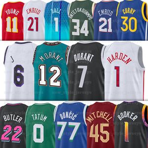 12 maillots de basket Ja Morant Kevin Durant Brooklynes Jayson Tatum Giannis Antetokounmpo James Harden Devin 76er Booker Joel Embiid Phoenixs Chris Paul Sun