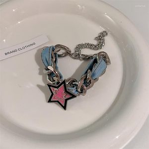 21885 bedelarmbanden voor vrouwen mode y2k accessoires roze sterren paneel denim hanger dames handmeisjes 2023