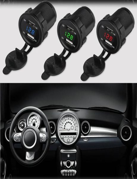 Chargeur de voiture double USB étanche 21a 12V, prise de voltmètre, panneau adaptateur de tension avec tension de bateau et moto 3073844