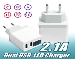 21A Smart Charger LED Pantalla Dual Phone del teléfono USB Pantalla LED LED Smart Plug Smart Mobile Travel Wall Adaptador compatiable para Android WI8340669