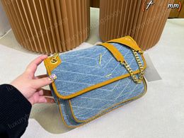 21cm 27cm wyg luxurys Designer Sac Retro Style Loulou Cowboy Sacs Blue Sac Sac en denim Top de qualité sacs à main