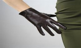 Gants courts pour écran tactile de 21cm, émulation de cuir verni miroir, mat, noir brillant, blanc, gants pour femmes PU99218062302