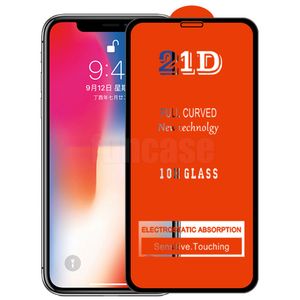 Screenprotector voor iPhone 15 Pro Max 14 Plus 13 Mini 12 11 XS XR X 8 7 SE 21D Volledige lijm Gehard glas Beschermend bewijs Gebogen Premium Cover Guard Film Shield