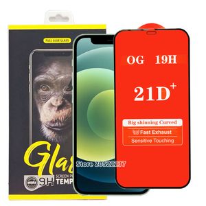 Protecteur d'écran de téléphone en verre trempé à couverture complète 21D pour iPhone 12 11 PRO MAX IPHONE SE 2020 XS XR Samsung A01 A11 A21 A21S A31 A41 A51 A71