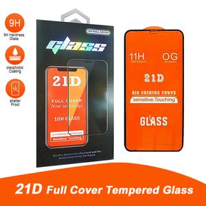 21D VOLLEDIGE COVER Beschermende gebogen rand voorzijde achter gehard glas voor iPhone 12 Pro Max-schermbeschermerfilm met doos