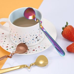 hangende beker gedraaide koffielepels 304 roestvrij staal roeren menglepel multicolor dessertlepel koffieware thee lepel honing jam fruit bestek ZL0997