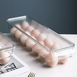 Refrigerador de cocina de 21 rejillas, caja de almacenamiento para huevos, caja de almacenamiento transparente Rectangular, compartimentos con tapa, caja para huevos 210315