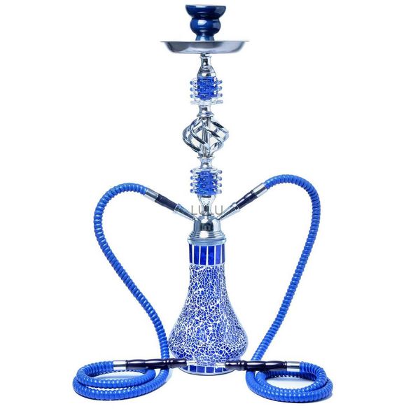 21 Hookah Luxury 2 Hose Shisha con todos los accesorios de Hookah Florero de vidrio de mosaico Cuerpo de botella para pipa de fumar Narguile HKD230809