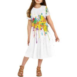 21Kids girl maxi robe fleurie à manches courtes courtes robes avec poches pour filles 6 à 14 ans