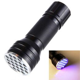 21LED lumière UV 21 lampe de poche LED 395-400nm Torches Torches ultraviolettes pour animal de compagnie chat chien Urine Scorpion détecteur lampe 12 LL