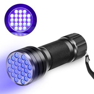 21LED lumière UV 21 lampe de poche LED 395-400nm torches torches ultraviolettes pour animal de compagnie chat chien urine Scorpion détecteur lampe