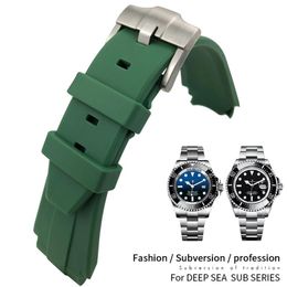 Bande de montre en silicone en caoutchouc de 21 mm 20 mm pour le rôle de la mer de profondeur en acier imperméable Déploiement Boucle Black Blue Green GMT Strap257m