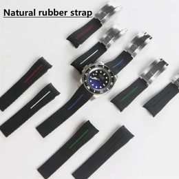 Pulseira de relógio de borracha de silicone macia de 21 mm 20 mm durável fivela de pino de aço inoxidável para SUB GMT SEA pulseira de relógio ferramentas coloridas240R