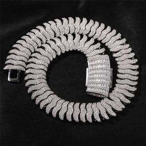 Collier de chaîne de mille-pattes de 21 MM mâle dominant exagéré cuivre glacé plein collier de Hip Hop de diamant