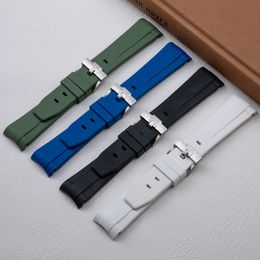 21mm Gebogen Einde Natuur Fluor Rubber Horlogeband Vervangen Fit Voor Rol Band Nieuwe Groene Submariner Explorer2 Rol Horloge Band Riem