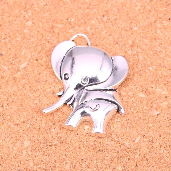 Breloques en forme d'éléphant plaqué argent Antique, pendentifs pour Bracelet européen, fabrication de bijoux, bricolage fait à la main, 37x31mm, 21 pièces