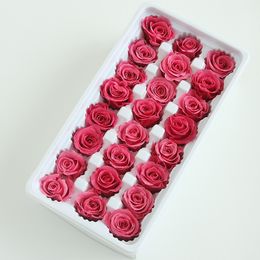 21pcs / boîte Fleurs conservées Rose Fleur Immortelle 2-3 cm de diamètre Gift de la fête des mères