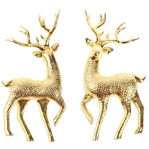 21pcs Gold Deer Statue Rendeer Figurines Plastic Elk Sculpture Salon Luxury Home Decoration Christmas Tabletop Ornements 240408