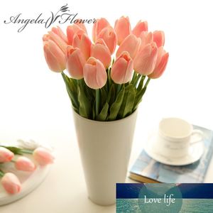 Free shipping 21PCS/LOT pu mini tulip flower real touch wedding artificial flower silk r home decoration hotel party