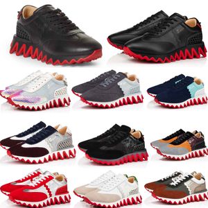 Chaussures décontractées pour hommes Designer Red Spike Sneaker Loubisharks Appartements Serrated Shark Chaussure Homme Fun Hommes Robe de marche Baskets basses Baskets de requin cloutées