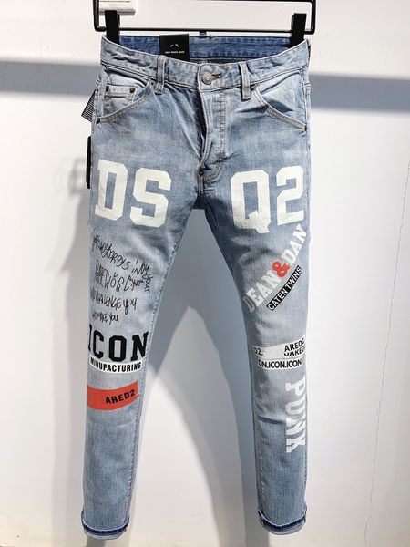 21s Mens jeans designer Ripped Skinny Pantalon Moto motard trou Slim Fashion Brand Distressed ture Denim pantalon Hip hop Hommes D2 9809 dsquared2 dsquared 2 dsq