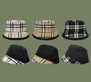21ss Britse stijl klassiek rasterpatroon brede rand emmer hoeden ontwerpers mode charme dames lente herfst casual reizen zonnescherm S4449521