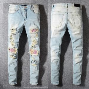 21ss diseño para hombre diseñador jeans estiramiento delgado pierna delgada motocicleta parche denim moda gris jean s calidad superior EE. UU. Reino Unido tamaño W29-W278n