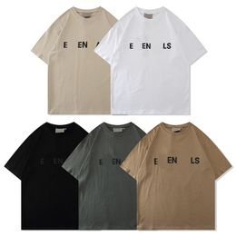 24ss Designer Tide T Shirts Carta en el pecho Estampado laminado Manga corta High Street Camiseta informal holgada de gran tamaño Tops 100% algodón puro para hombres y mujeres