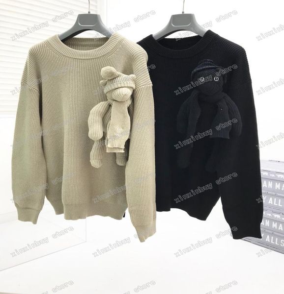 21ss diseñadores suéteres lujo para hombre para mujer multi bolsillo muñeca de lana paris moda top calidad calle lujos blanco negro gris S2XL5817084