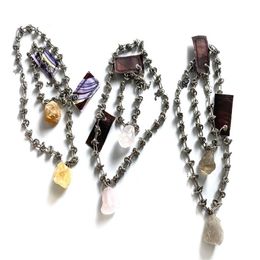 21ss mode-sieraden Raf Simons hoge kwaliteit natuurlijke kristallen hanger doorn Ketting sleutelbeen ketting gepersonaliseerde heren en w301Y